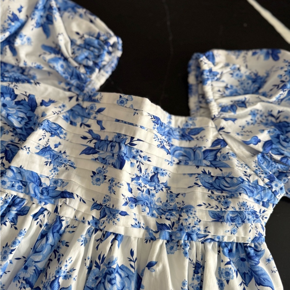 Rare Editions Blue Floral Kids Dress - Picture 3 of 5
